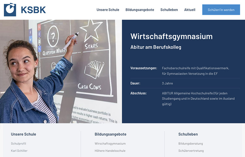 Abbildung: Website Karl-Schiller- Berufskolleg