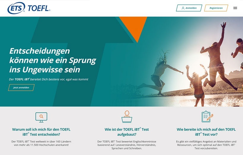 Abbildung: Website ETS TOEFL
