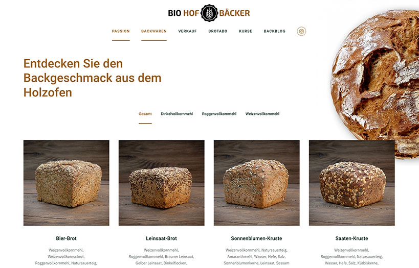Abbildung: Website Bio Hof Bäcker
