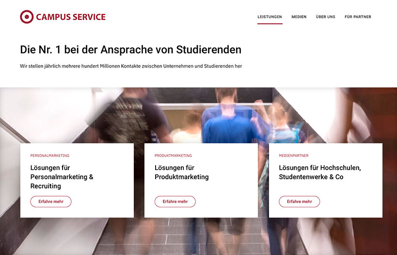 Abbildung: Website Campus Service Hochschulmarketing