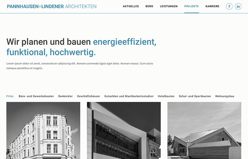 Abbildung: Website Pannhausen + Lindener Architekten Architekturbüro
