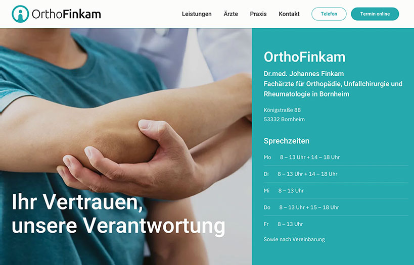 Abbildung: Website Ortho Finkam
