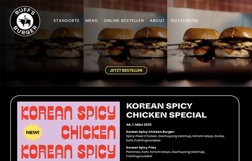 Abbildung: Webdesign Ruffs´s Burger