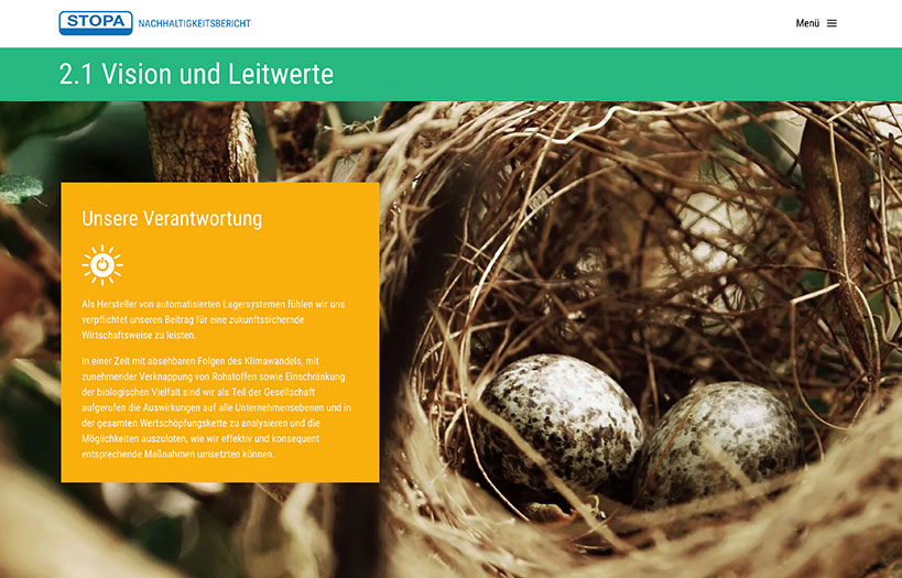 Abbildung: Webdesign Nachhaltigkeitsbericht als Website