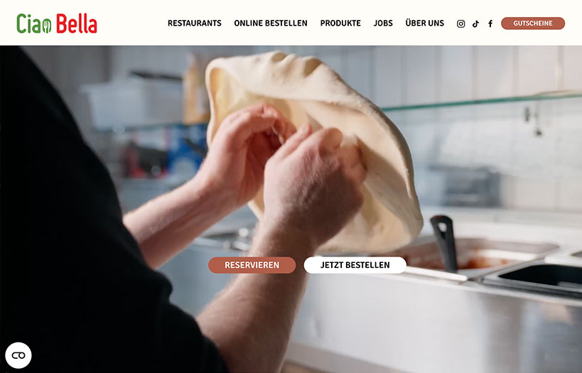 Abbildung: Webdesign Restaurantgruppe Ciao Bella